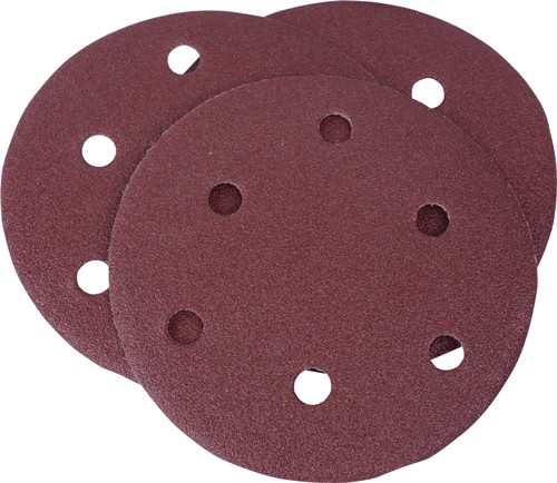 Sterated Sand Paper Disc Velcro 5"x6 hole Red #180