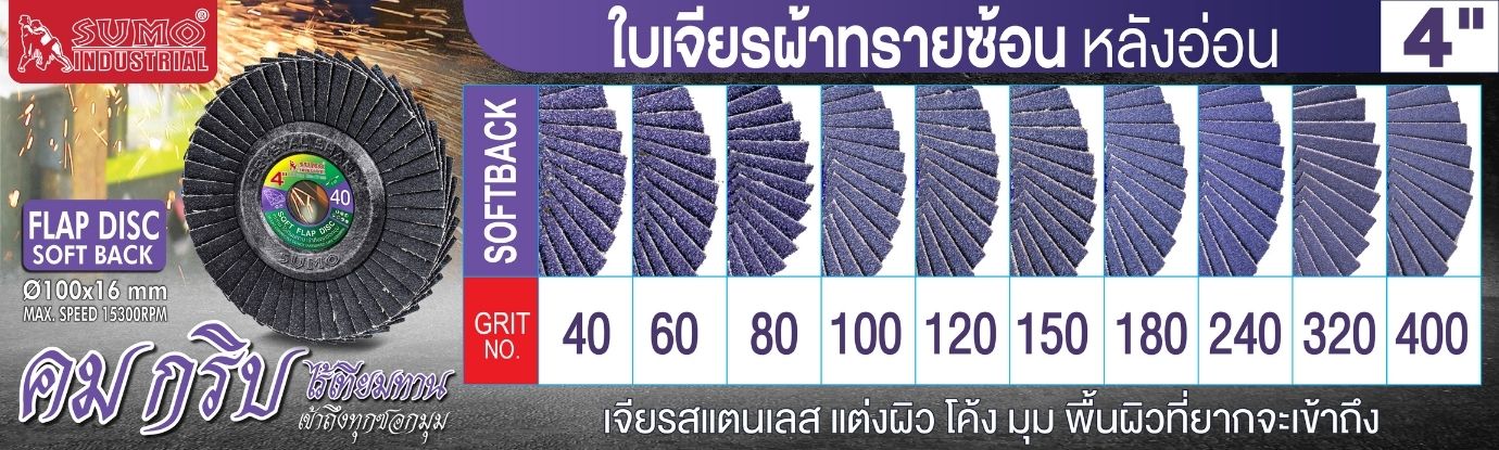 ใบเจียรผ้าทรายซ้อน หลังอ่อน ใบเจียรผ้าทรายซ้อน หลังอ่อน