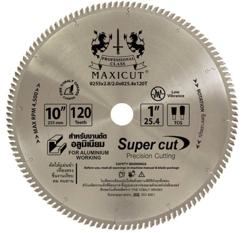 ใบเลื่อยวงเดือนตัดอลูมิเนียม TCG 10”x120T MAXICUT สีน้ำเงิน