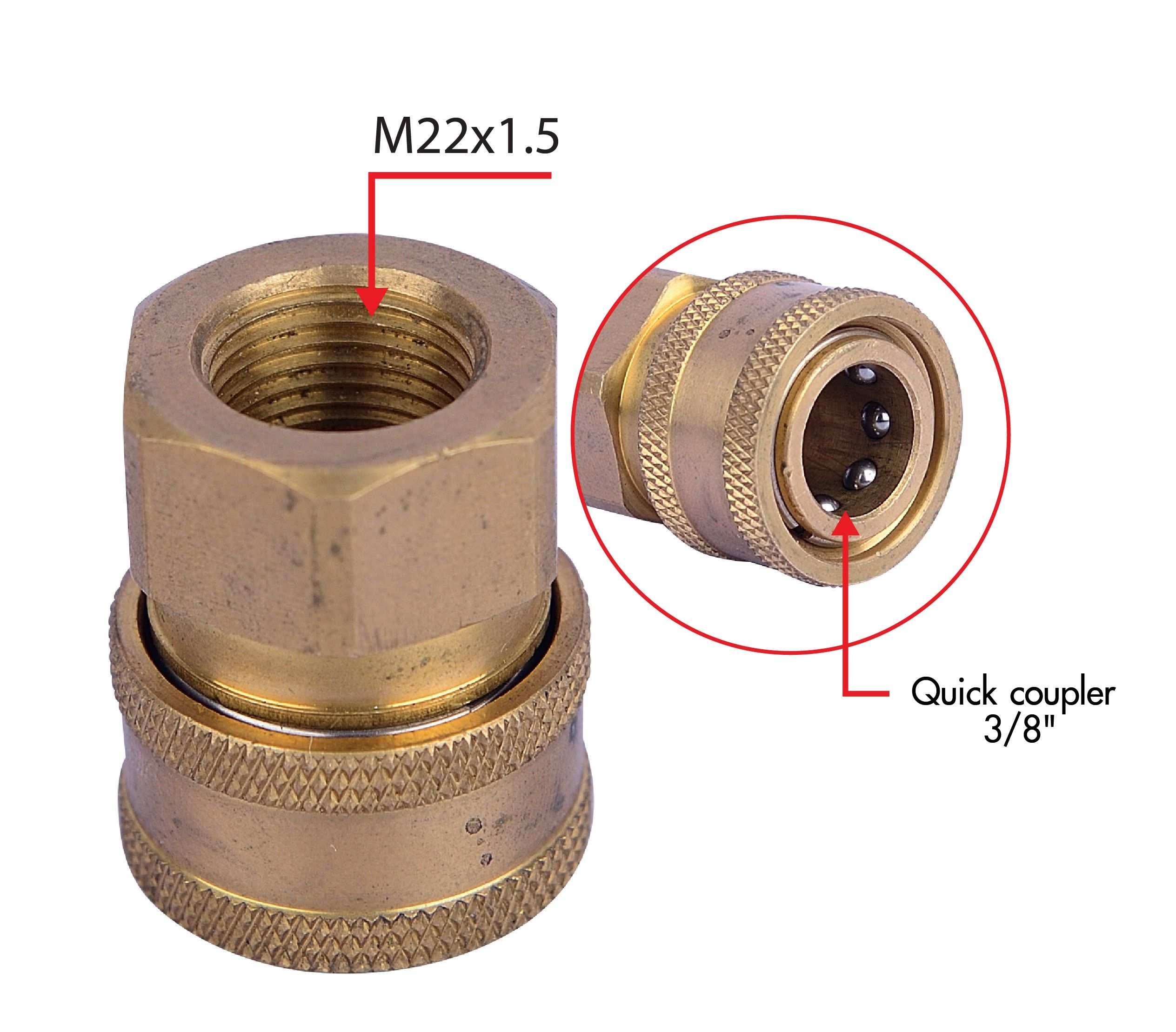 คอปเปอร์ทองเหลือง 3/8"/M22x1.5