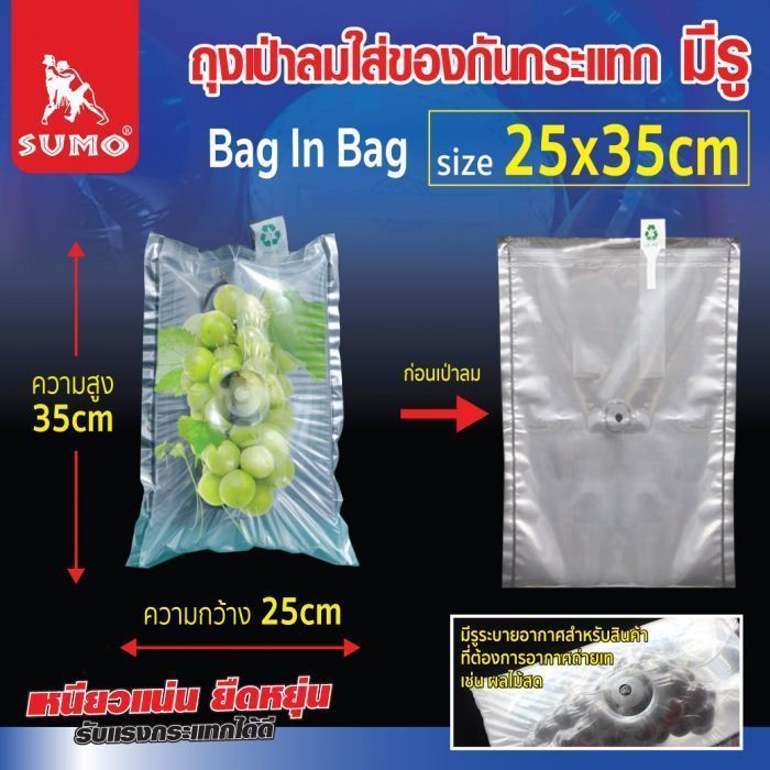 ถุงเป่าลมใส่ของกันกระแทก 25x35cm มีรู