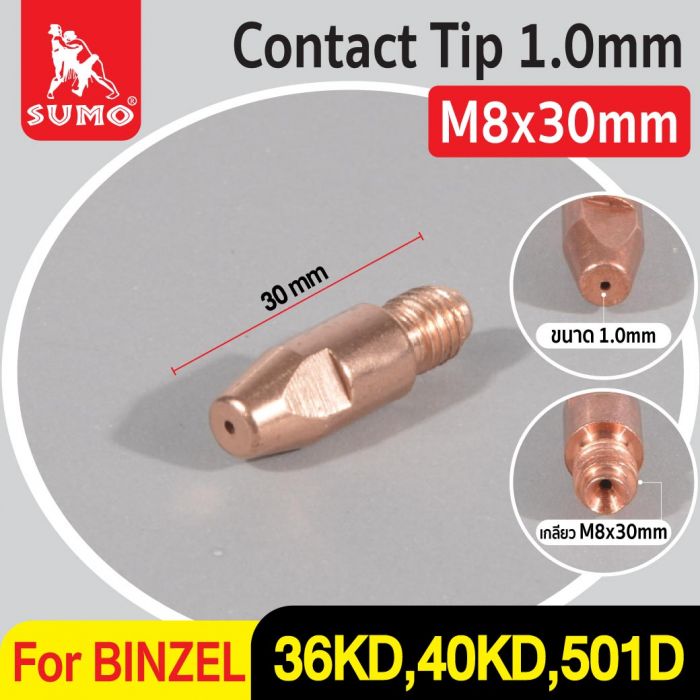 Contact Tip 1.0mm M8x30mm BINZEL 36KD,40KD,501D