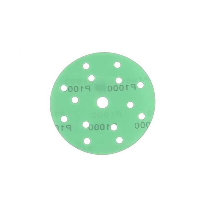 กระดาษทรายกลมหนามเตย 6"x15รู สีเขียว #1000