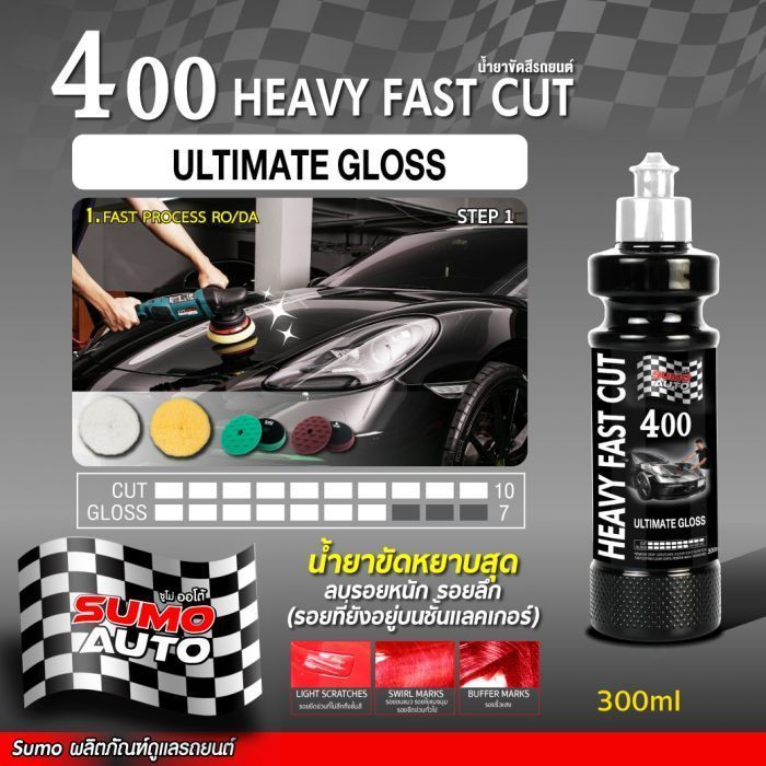 น้ำยาขัดสีรถยนต์ Heavy Fast Cut 400 300ml SUMO