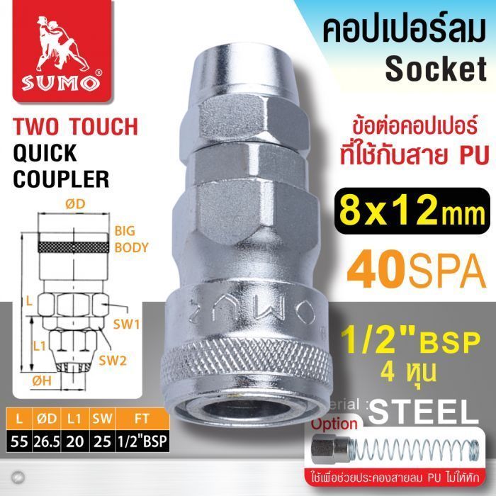 คอปเปอร์ใช้กับสาย PU 40 SPA 8x12mm