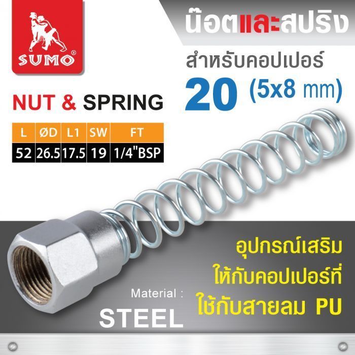 น๊อตและสปริงสำหรับคอปเปอร์ 20 (5x8mm)