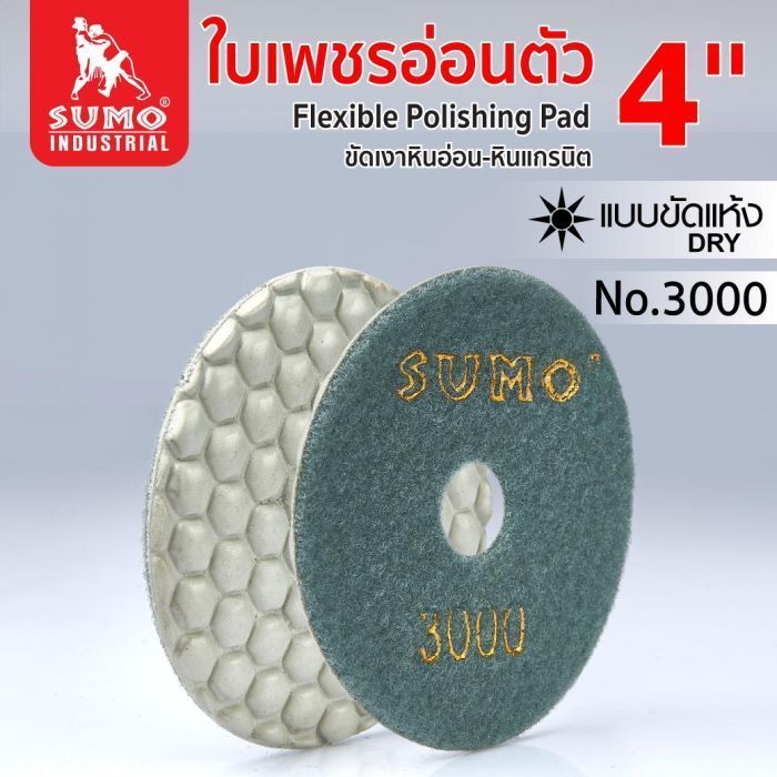 ใบเพชรอ่อนตัวขัดเงาหิน 4 นิ้ว แบบขัดแห้ง เบอร์ 3000 - บริษัท