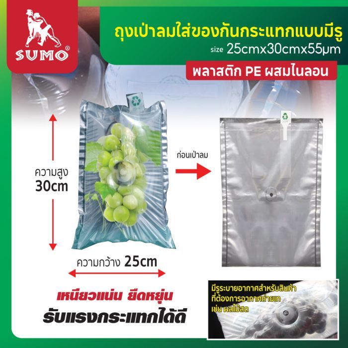 ถุงเป่าลมใส่ของกันกระแทก 25x30cm มีรู