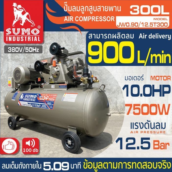 ปั๊มลม 10 HP (300L) รุ่น JW0.90/12.5T300 SUMO