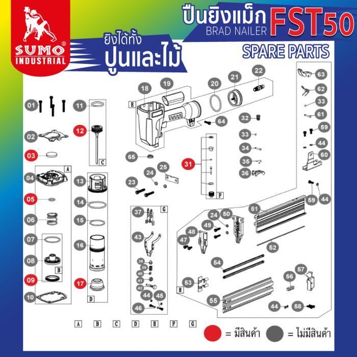 อะไหล่ ปืนยิงแม็ก Model : FST50 SUMO