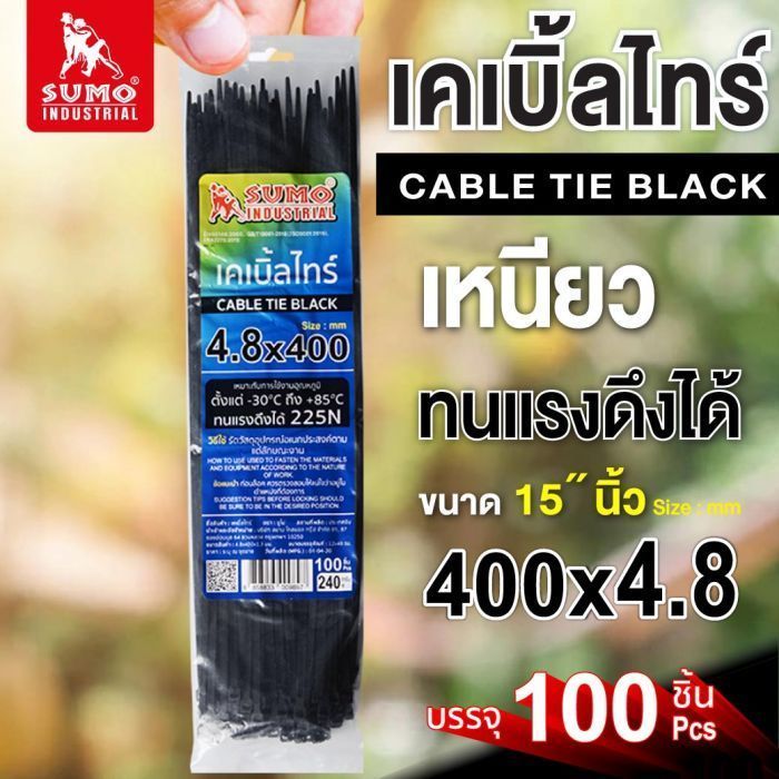 เคเบิ้ลไทร์ 400mm.(15")x4.8mm สีดำ