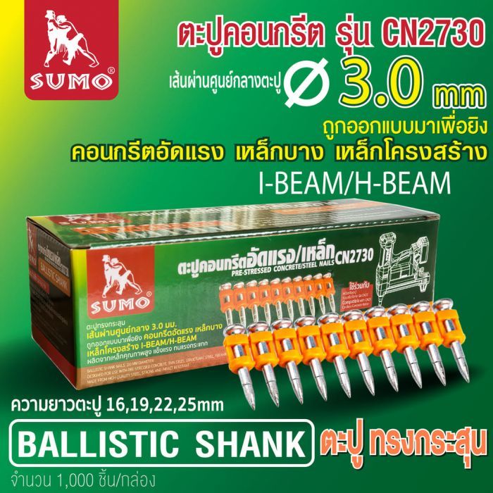 ตะปูคอนกรีตอัดแรง/เหล็ก CN2730