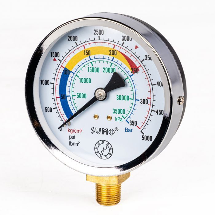 เกจ์แห้ง 100mm.x350barx3/8" ออกล่าง