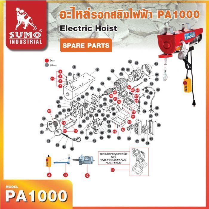 อะไหล่รอกสลิงไฟฟ้า รุ่น PA1000