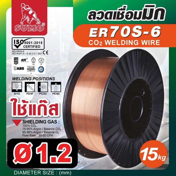 ลวดเชื่อม MIG Co2 ER70S-6 1.2mm (15kg/box) SUMO