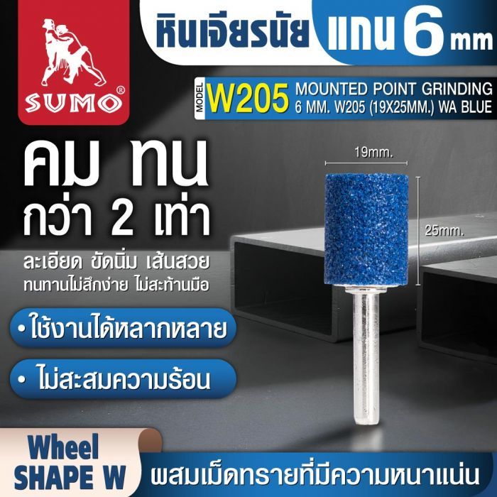 หินเจียรนัยแกน 6 mm. W-205 (19x25mm.) สีน้ำเงิน