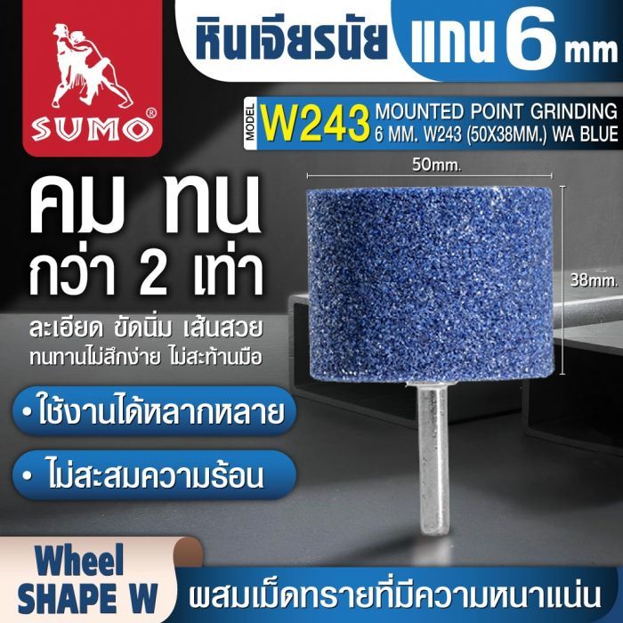 หินเจียรนัยแกน 6 mm. W-243 (50x38mm.) สีน้ำเงิน