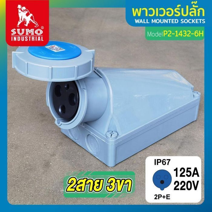 พาวเวอร์ปลั๊ก 2สาย 3ขา 125A รุ่น P2-1432-6H (ตัวเมีย) SUMO