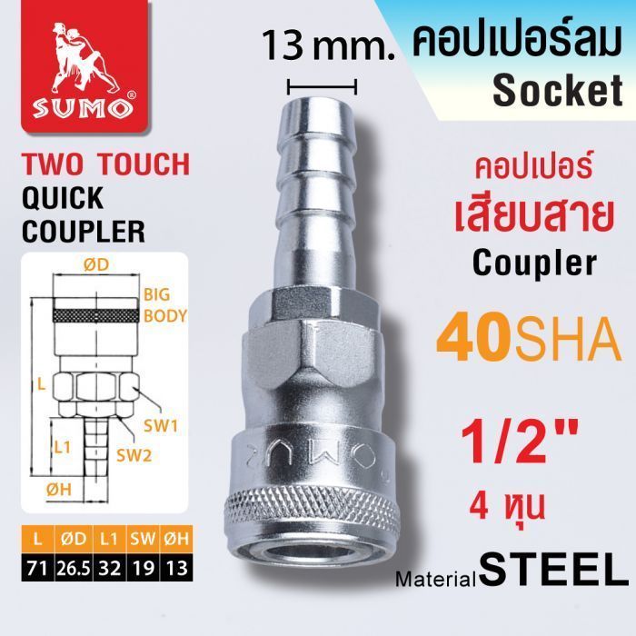 คอปเปอร์เสียบสาย 40 SHA 1/2"