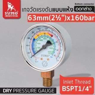 เกจวัดแรงดัน แบบแห้ง 63mm.x160barx1/4