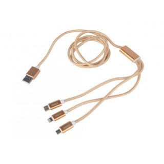 สายชาร์จโทรศัพท์ 3in1 (สีทอง)