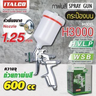 กาพ่นสี กาบน รุ่น H3000 WSB+HVLP ITALCO 1.25mm