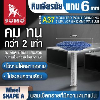 หินเจียรนัยแกน 6 mm. A-37 (32x6mm.) สีน้ำเงิน