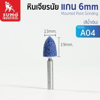 หินเจียรนัยแกน 6 mm. A-04 (13x19mm.) สีน้ำเงิน