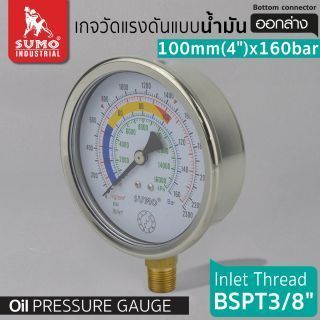 เกจวัดแรงดัน แบบน้ำมัน 100mm.x160barx3/8