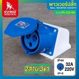 พาวเวอร์ปลั๊ก 2สาย 3ขา 32A รุ่น P1-123-6H (ตัวเมีย) SUMO