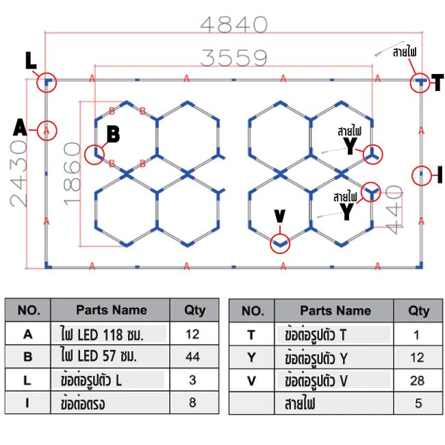 ไฟ LED คาร์แคร์ TOPSUN ชุดที่ 4