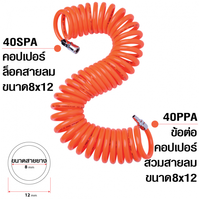 สายลมสปริง PU ขนาด 8x12