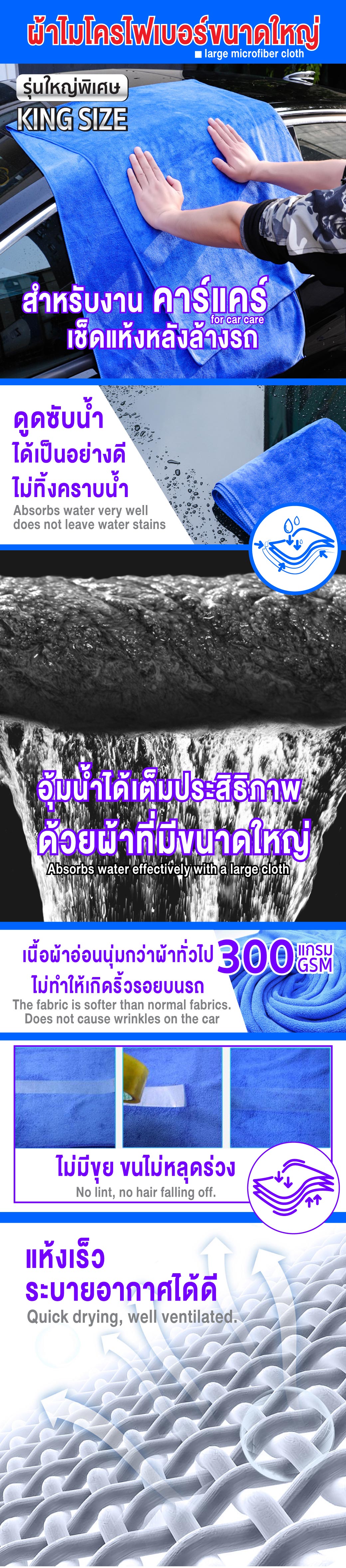 ผ้าคาร์แคร์ สีน้ำเงิน