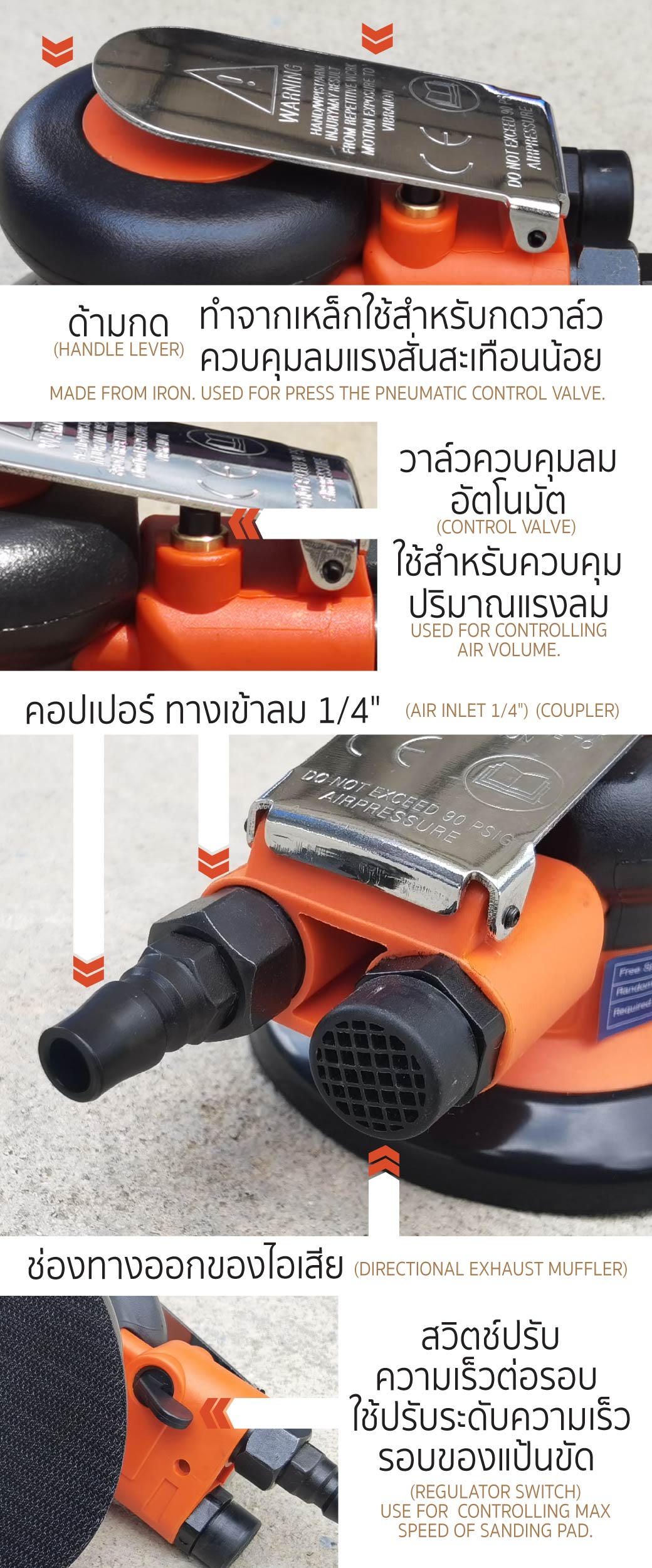 เครื่องขัดกระดาษทรายลม 5" รุ่น 5118