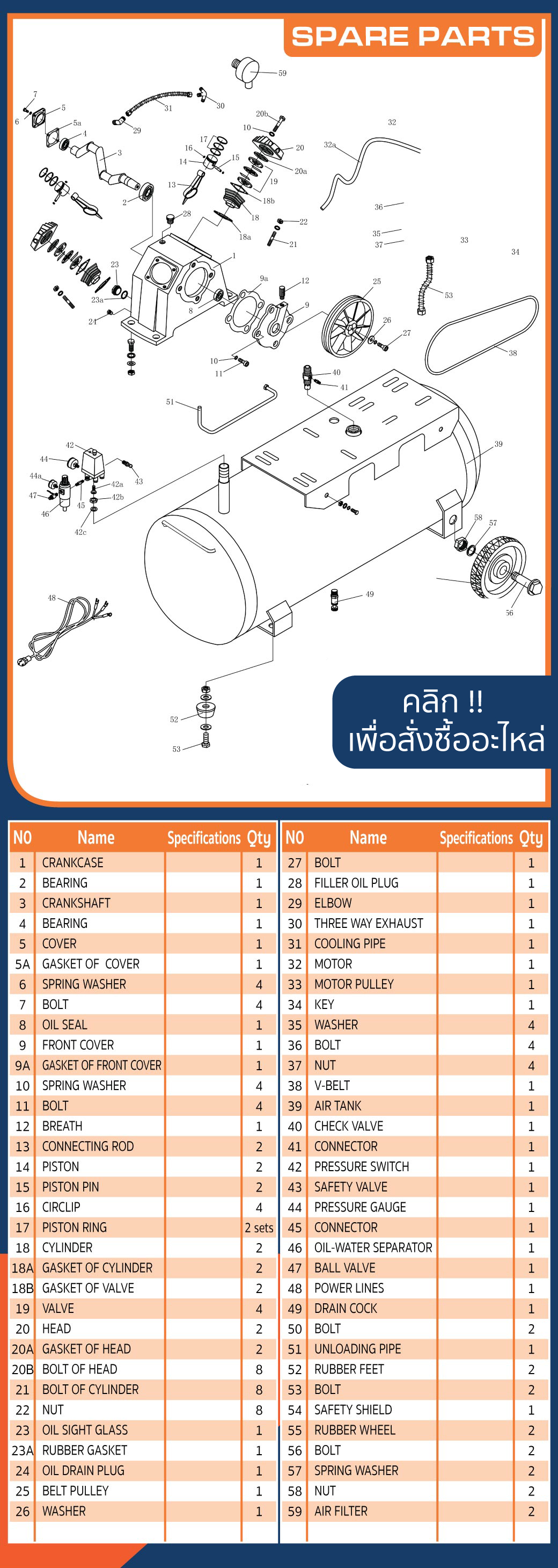 ปั๊มลมลูกสูบสายพาน