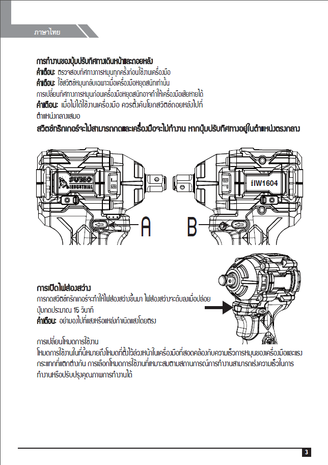คู่มือการใช้งาน บล็อกไร้สาย 2in1 รุ่น IW1604 SUMO