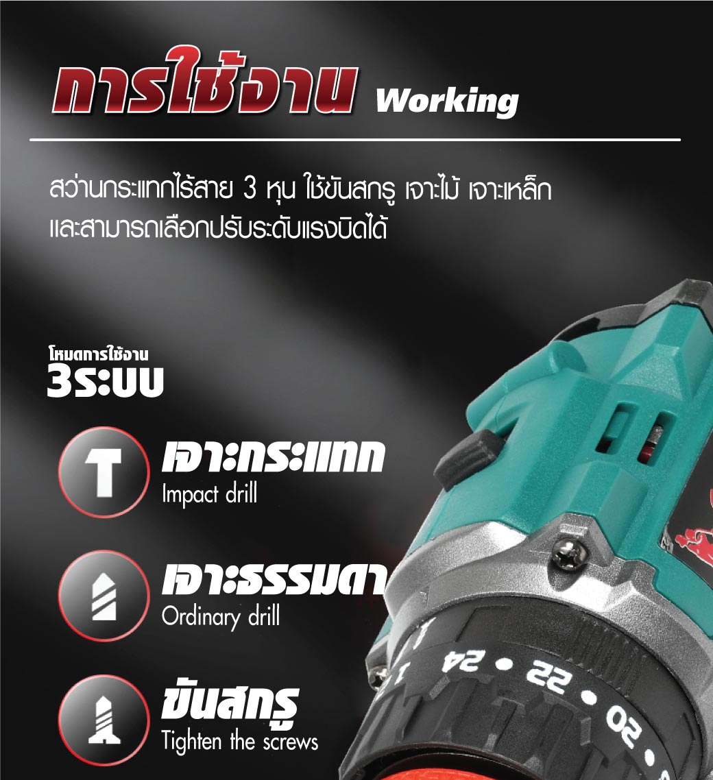 สว่านกระแทกไร้สาย ไร้แปรงถ่าน