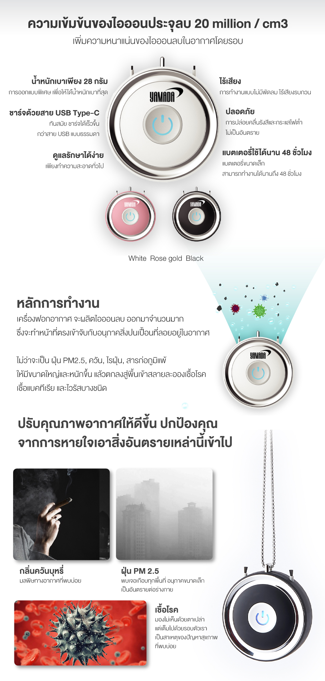 เครื่องฟอกอากาศแบบพกพา ห้อยคอ